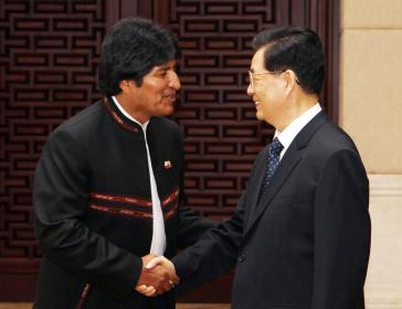 Evo Morales und Hu Jintao