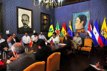 Die Vertreter der ALBA-Länder bei ihrem Treffen am Freitag in Caracas