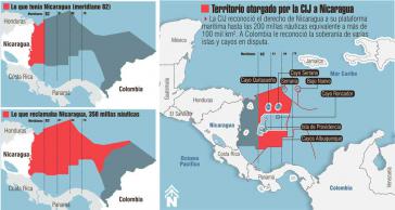 Die nicaraguanische Zeitung El Nuevo Diario zeigt die neuen Grenzen in einer Grafik.
