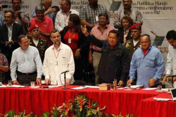 Präsident Chávez bei der Abschlussveranstaltung des Forums am Freitag Präsident Chávez bei der Abschlussveranstaltung des Forums am Freitag