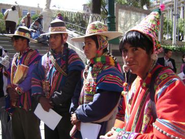 Vor dem Regierungssitz in La Paz am 4. Juni: Eine Delegation der Bergbau-Gegner übergibt eine Petition für die Enteignung des SAS-Bergwerkes