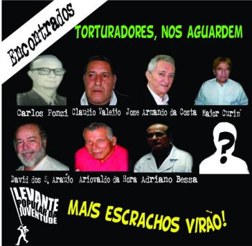 "Folterer: wartet auf uns ...": Plakat der Gruppe Levante Popular da Juventude