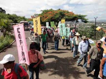 COPINH-Aktivisten demonstrieren am Weltumwelttag gegen Privatisierung und Ausplünderung der natürlichen Ressourcen