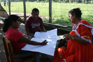 Arbeitsgruppe der Maya Ch'orti' während des Workshops
