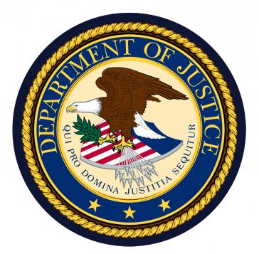 Siegel des US-Justizministeriums DOS.