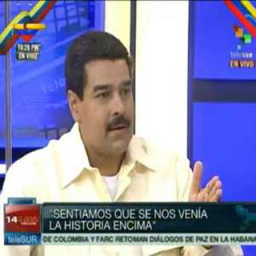 Übergangspräsident Maduro im Interview mit dem lateinamerikanischen Fernsehsender Telesur