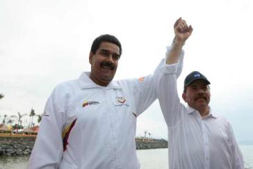 Die Präsidenten Venezuelas und Nicaraguas, Nicolás Maduro und Daniel Ortega am Sonntag in Managua Die Präsidenten Venezuelas und Nicaraguas, Nicolás Maduro und Daniel Ortega am Sonntag in Managua