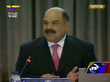 Der Präsident der Zentralbank Venezuelas, Nelson Merentes, im staatlichen Fernsehsender VTV