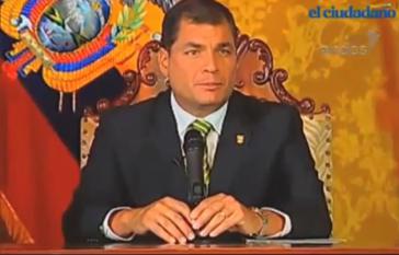 Präsident Rafael Correa bei seiner Ansprache am Donnerstag Präsident Rafael Correa bei seiner Ansprache am Donnerstag