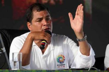 Ecuadors Präsidetn Rafael Correa während der wöchentlichen TV-Sendung "Enlace Ciudadano"