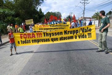Protest gegen Thyssen-Stahlwerk am 1. Mai 2009