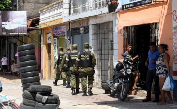 Militärpolizisten patrouillieren in Belém, der Hauptstadt des brasilianischen Bundestaates Pará