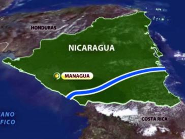 Verlauf des Interozeanischen Kanals durch Nicaragua