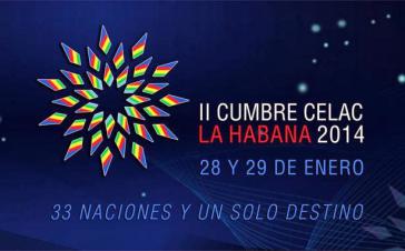 Logo des 2. Celac-Gipfeltreffens in Havanna:  "33 Nationen und eine einzige Bestimmung"