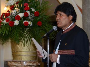Evo Morales bei der Eröffnung des frauenpolitischen Treffens, das vor dem G-77-Gipfel stattfindet