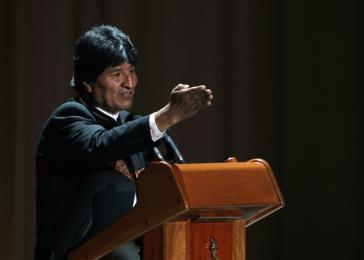 Evo Morales bei seiner Ansprache in Havanna Evo Morales bei seiner Ansprache in Havanna