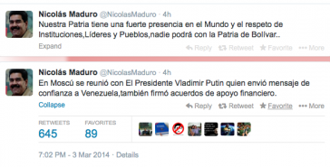 Twitter-Einträge von Maduro