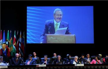 Kubas Präsident Raúl Castro bei der Eröffnungsansprache des 2. Celac-Gipfeltreffens Kubas Präsident Raúl Castro bei der Eröffnungsansprache des 2. Celac-Gipfeltreffens