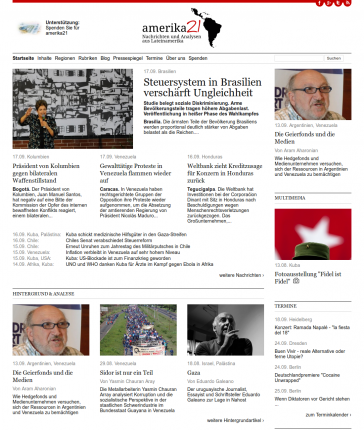 Die neue Startseite von amerika21.de Die neue Startseite von amerika21.de
