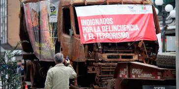 "Empört über Kriminalität und Terrorismus": Transportunternehmer demonstrieren in der Hauptstadt