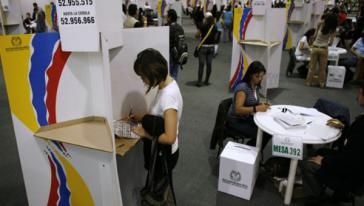 Wahlbüro am 25. Oktober in Kolumbiens Hauptstadt Bogotá