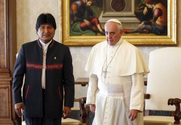 Boliviens Präsident Evo Morales und Papst Franziskus im Oktober 2014 im Vatikan