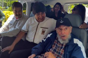 Die Präsidenten von Venezuela und Bolivien, Maduro und Morales, mit Fidel Castro am Donnerstag in Havanna. Hinten im Bild: links Cilia Flores, die Lebensgefährtin von Maduro, rechts Castros Ehefrau Dalia Soto del Valle Die Präsidenten von Venezuela und Bolivien, Maduro und Morales, mit Fidel Castro am Donnerstag in Havanna. Hinten im Bild: links Cilia Flores, die Lebensgefährtin von Maduro, rechts Castros Ehefrau Dalia Soto del Valle