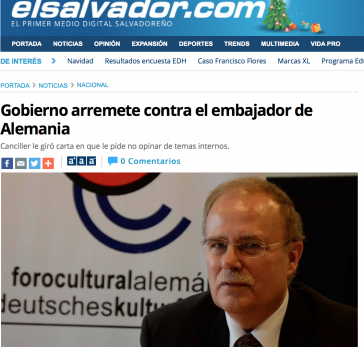 In der salvadoranischen Presse erschienen mehrere Berichte zu dem Streit zwischen Botschafter Haupt und der Regierung