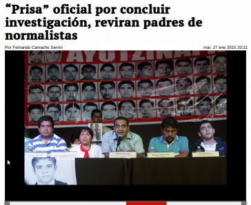 Bericht in "La Jornada" über die Pressekonferenz der Angehörigen und ihres Rechtsanwaltes Vidulfo Rosales