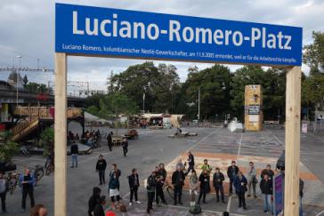 Aktion von MultiWatch in Bern zum Gedenken an den ermordeten Nestlé-Gewerkschafter Luciano Romero