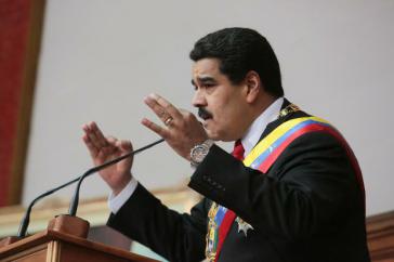 Präsident Nicolás Maduro bei seiner Ansprache am Mittwoch Präsident Nicolás Maduro bei seiner Ansprache am Mittwoch