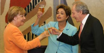 Angela Merkel, Dilma Rousseff und der Präsident des Obersten Gerichtshofes, Ricardo Lewandowski