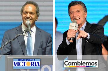 Treten am 22. November zur Stichwahl an: Scioli und Macri