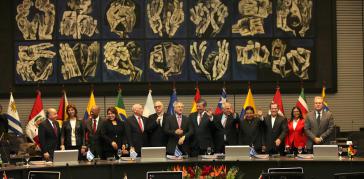 Die Unasur-Außenminister bei ihrem Treffen am Samstag in Ecuador