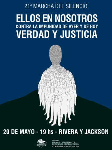 Plakat zum 21. Schweigemarsch in Montevideo