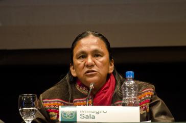 Milagro Sala, hier 2015 auf einem Forum des Kulturministeriums von Argentinien