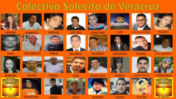 Bilder von einigen der 70 Verschwundenen, die "Kleine Sonne von Veracruz" derzeit sucht. Die Gruppe ist eine Bürgerinitiative, die nach Verschwundenen sucht