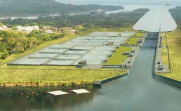 Modellbild der neuen Schleuse des Panamakanals