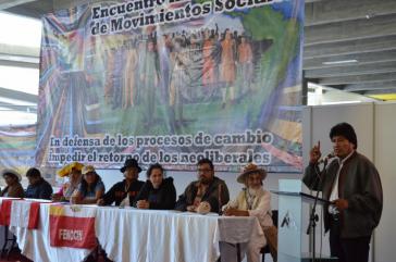 Präsident Morales eröffnete das internationale Treffen sozialer Bewegungen