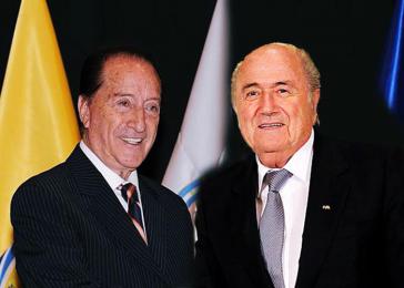 Im März 2014 herrschten noch glückliche Zeiten für Eugenio Figueredo Aguerre (links) und Joseph Blatter