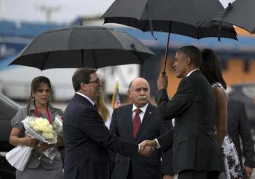 Kubas Außenminister Bruno Rodríguez Parrilla begrüßte US-Präsident Barack Obama auf dem Flughafen