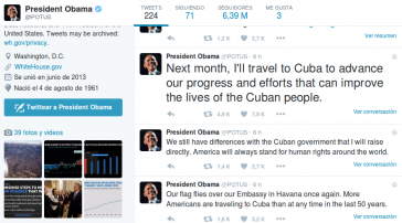Via Twitter kündigte Obama seinen Kuba-Besuch an
