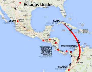Die Route von Schleppern für kubanische Migranten in die USA