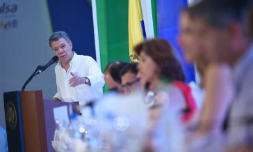 Präsident Santos beim Kongress der Handelskammer in Cartagena am 2. September