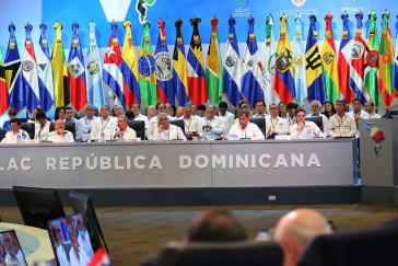 Ecuadors Präsident Rafael Correa bei seiner Ansprache. Die Staats-und Regierungschefs der Celac trafen zum 5. Gipfeltreffen zusammen. Ecuadors Präsident Rafael Correa bei seiner Ansprache