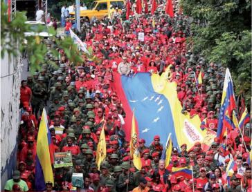 Zivil-militärische Einheit in Venezuela: Demonstration "gegen Intervention der USA" in Caracas am vergangenen Samstag