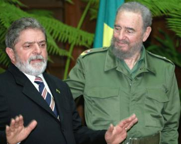 Brasiliens ehemaliges Staatsoberhaupt (links) mit dem verstorbenen kubanischen Revolutionsführer Fidel Castro