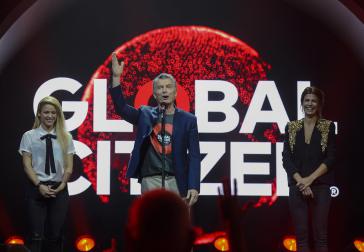 Der Präsident von Argentinien, Mauricio Macri, beim "Global Citizen Festival", einem Beiprogramm des G20-Gipfels im Juli in Hamburg