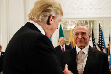US-Präsident Trump begrüßt Brasiliens De-facto- Präsidenten Temer vor dem gemeinsamen Abendessen am 18. September in New York