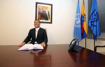 Ecuadors Präsident Rafael Correa im Büro der G77 bei der UNO in New York